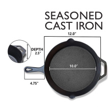 12-Inch Round Cast Iron Seasoned Skillet